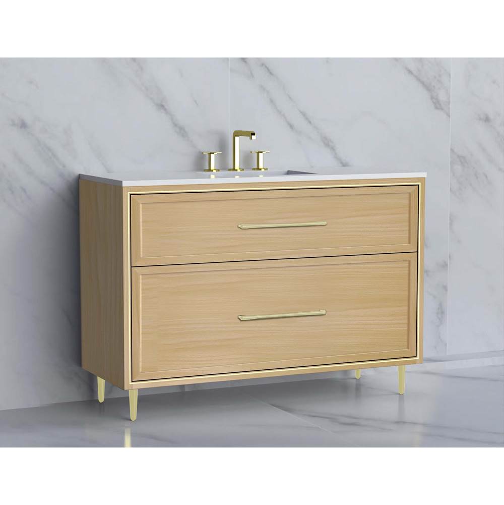 Madeli - Madeli Profile 48C'' Free standing Vanity Cabinet in Natural Oak/HW: Handle & Feet Polished Chrome(PC) - Natural Oak With Polished Chrome