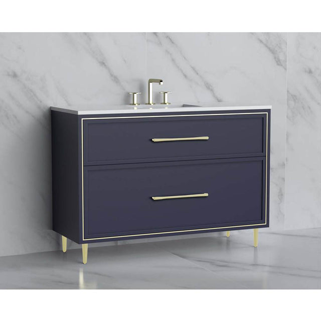 Madeli - Madeli Profile 48C'' Free standing Vanity Cabinet in Sapphire/HW: Handle & Feet Brushed Nickel(BN) - Sapphire With Brushed Nickel
