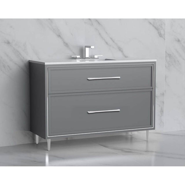 Madeli - Madeli Profile 48C'' Free standing Vanity Cabinet in Studio Grey/HW: Handles/Feet Polished Chrome(PC) - Studio Gray With Polished Chrome