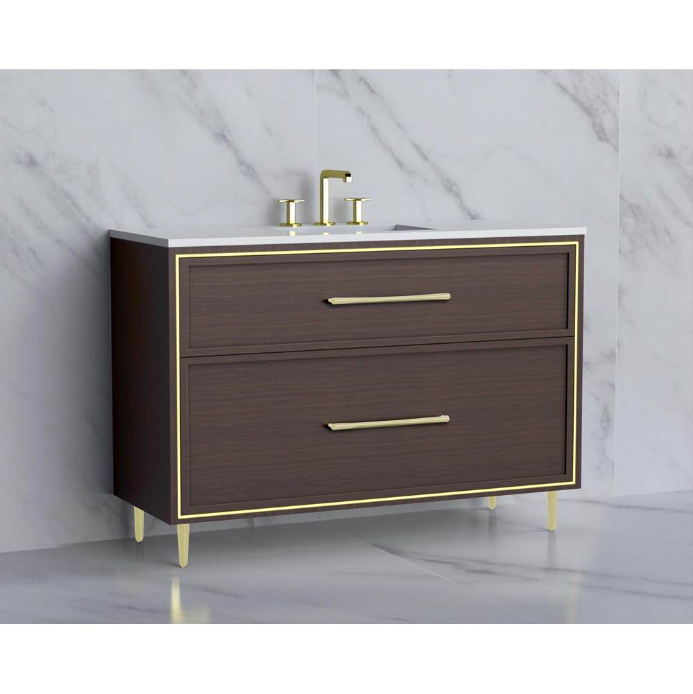 Madeli - Madeli Profile 48C'' Free standing Vanity Cabinet in Walnut/HW: Handle & Feet Polished Chrome(PC) - Walnut With Polished Chrome