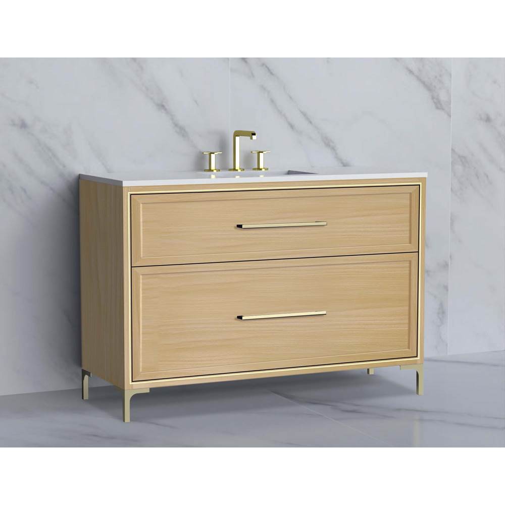 Madeli - Madeli Profile 48C'' Free standing Vanity Cabinet in Natural Oak/HW: Handle & Feet Polished Nickel(PN) - Natural Oak With Polished Nickel