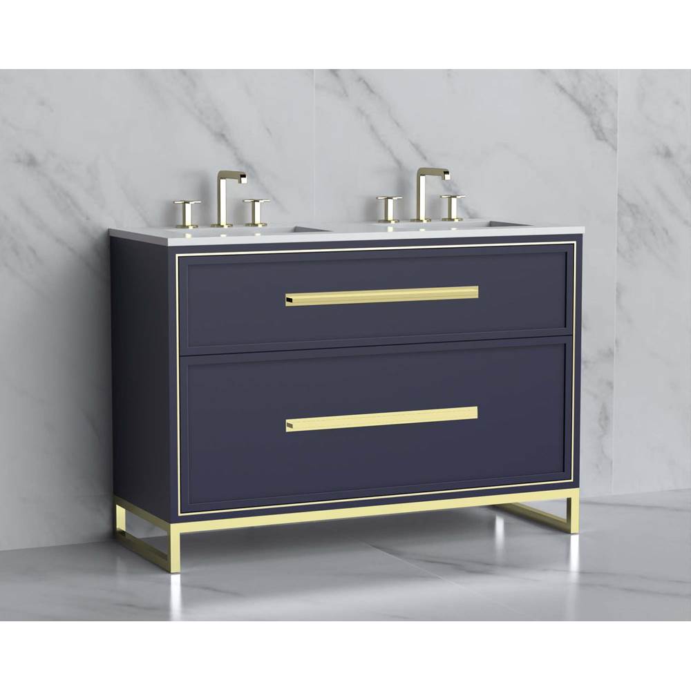 Madeli - Madeli Profile 48D'' Free standing Vanity Cabinet in Sapphire/HW: Handle & Feet Polished Chrome(PC) - Sapphire With Polished Chrome