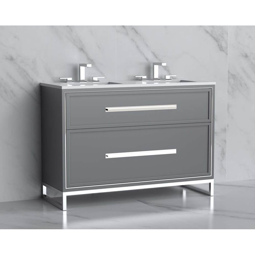 Madeli - Madeli Profile 48D'' Free standing Vanity Cabinet in Studio Grey/HW: Handle & Feet Brushed Nickel(BN) - Studio Gray With Brushed Nickel