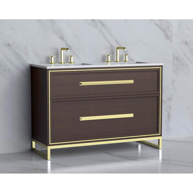 Madeli - Madeli Profile 48D'' Free standing Vanity Cabinet in Walnut/HW: Handle & Feet Polished Nickel(PN) - Walnut With Polished Nickel