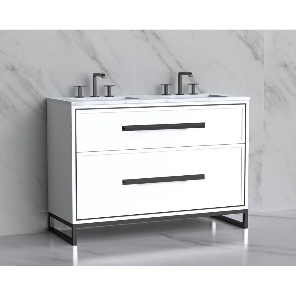 Madeli - Madeli Profile 48D'' Free standing Vanity Cabinet in White/HW: Handle & Feet Polished Chrome(PC) - White With Polished Chrome