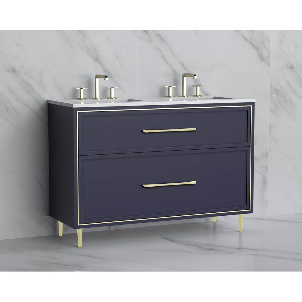 Madeli - Madeli Profile 48D'' Free standing Vanity Cabinet in Sapphire/HW: Handle & Feet Polished Nickel(PN) - Sapphire With Polished Nickel