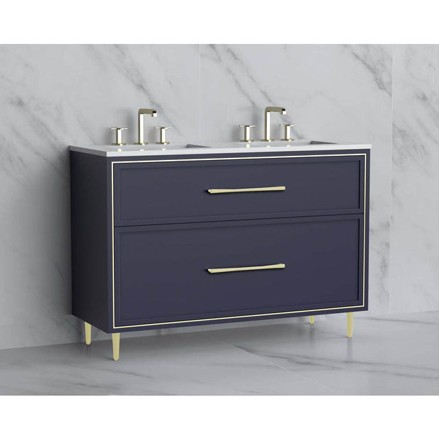 Madeli - Madeli Profile 48D'' Free standing Vanity Cabinet in Sapphire/HW: Handle & Feet Polished Nickel(PN) - Sapphire With Polished Nickel