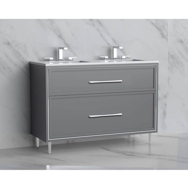 Madeli - Madeli Profile 48D'' Free standing Vanity Cabinet in Studio Grey/HW: Handles/Feet in Polished Nickel(PN) - Studio Gray With Polished Nickel