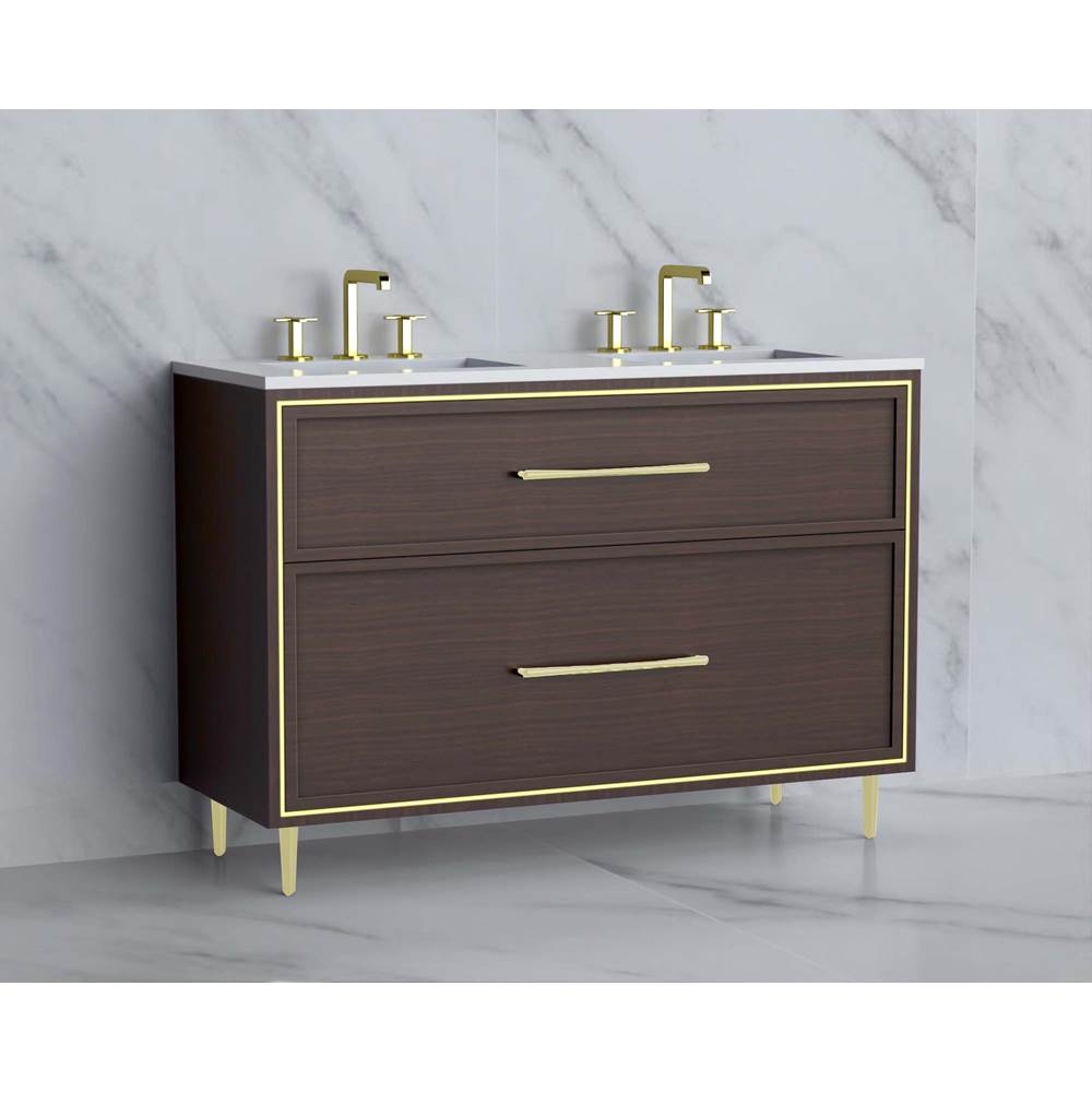 Madeli - Madeli Profile 48D'' Free standing Vanity Cabinet in Walnut/HW: Handle & Feet Matte Black(MB) - Walnut With Matte Black
