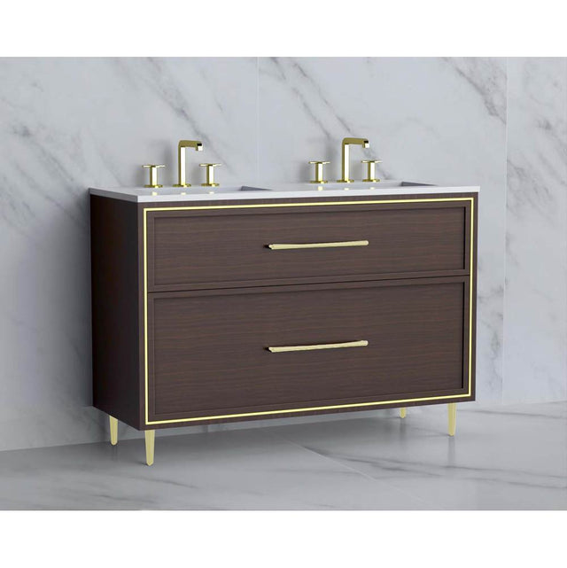 Madeli - Madeli Profile 48D'' Free standing Vanity Cabinet in Walnut/HW: Handle & Feet Polished Nickel(PN) - Walnut With Polished Nickel