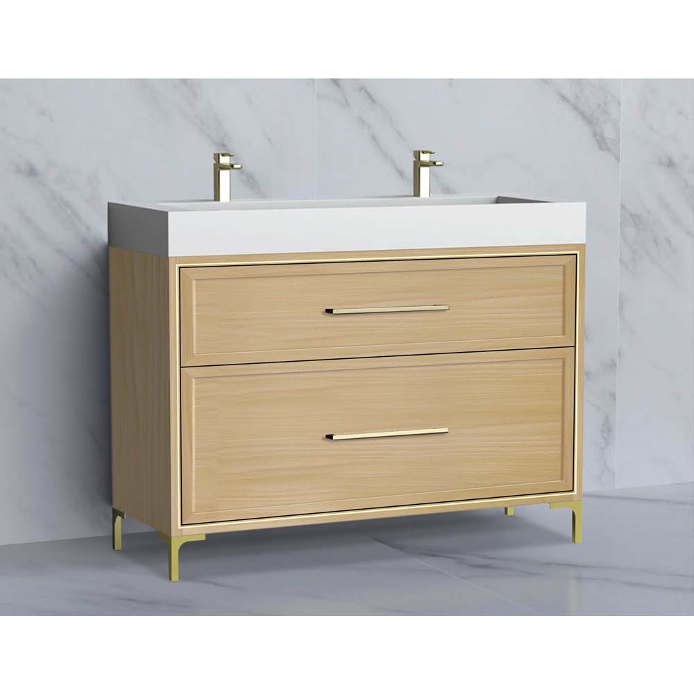 Madeli - Madeli Profile 48D'' Free standing Vanity Cabinet in Natural Oak/HW: Handle & Feet Matte Black(MB) - Natural Oak With Matte Black