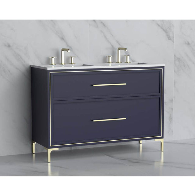 Madeli - Madeli Profile 48D'' Free standing Vanity Cabinet in Sapphire/HW: Handle & Feet Polished Nickel(PN) - Sapphire With Polished Nickel