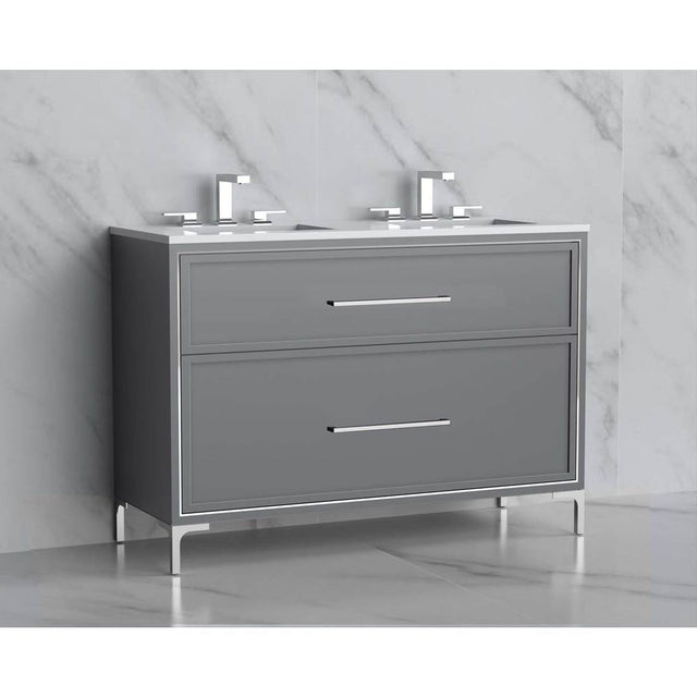 Madeli - Madeli Profile 48D'' Free standing Vanity Cabinet in Studio Grey/HW: Handles/Feet in Brushed Nickel(BN) - Studio Gray With Brushed Nickel