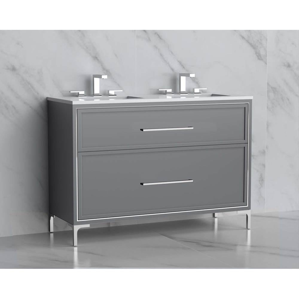 Madeli - Madeli Profile 48D'' Free standing Vanity Cabinet in Studio Grey/HW: Handles/Feet in Polished Chrome(PC) - Studio Gray With Polished Chrome