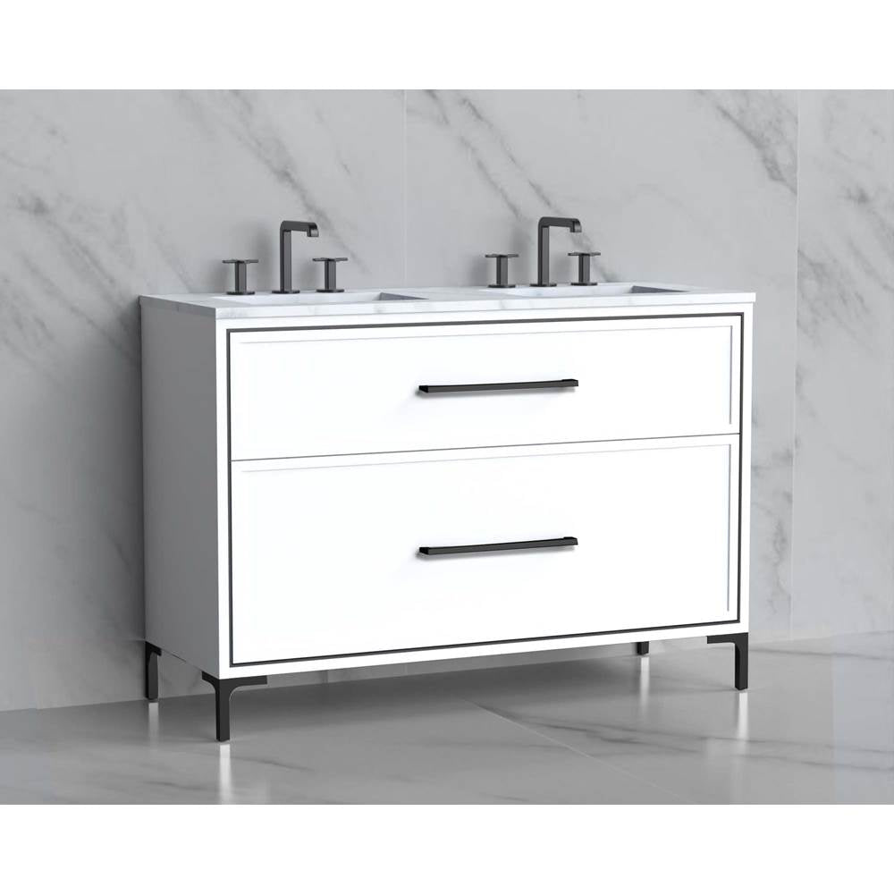 Madeli - Madeli Profile 48D'' Free standing Vanity Cabinet in White/HW: Handle & Feet Matte Black(MB) - White With Matte Black