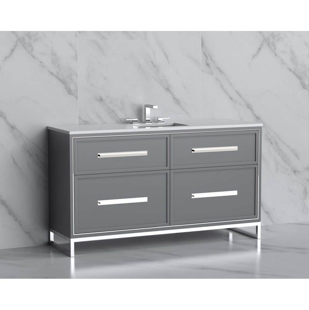 Madeli - Madeli Profile 60C'' Free standing Vanity Cabinet in Studio Grey/HW: Handle & Feet Matte Black(MB) - Studio Gray With Matte Black
