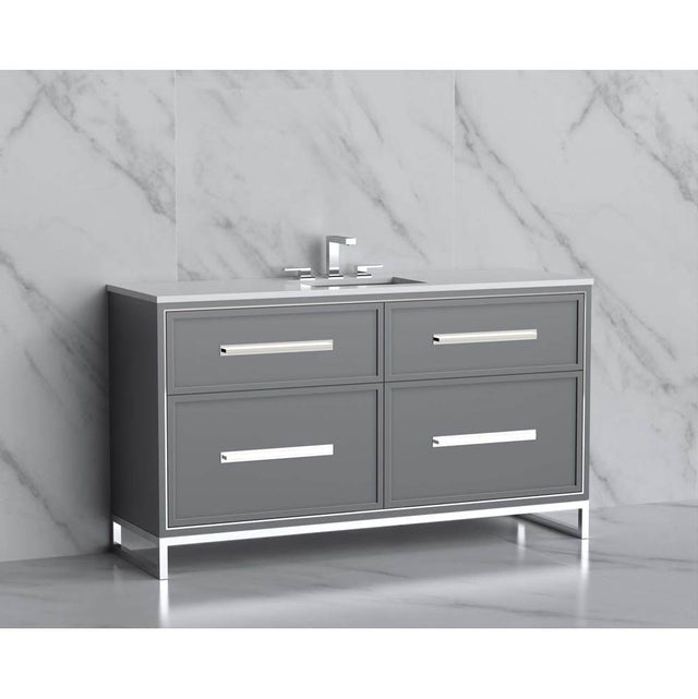 Madeli - Madeli Profile 60C'' Free standing Vanity Cabinet in Studio Grey/HW: Handle & Feet Matte Black(MB) - Studio Gray With Matte Black