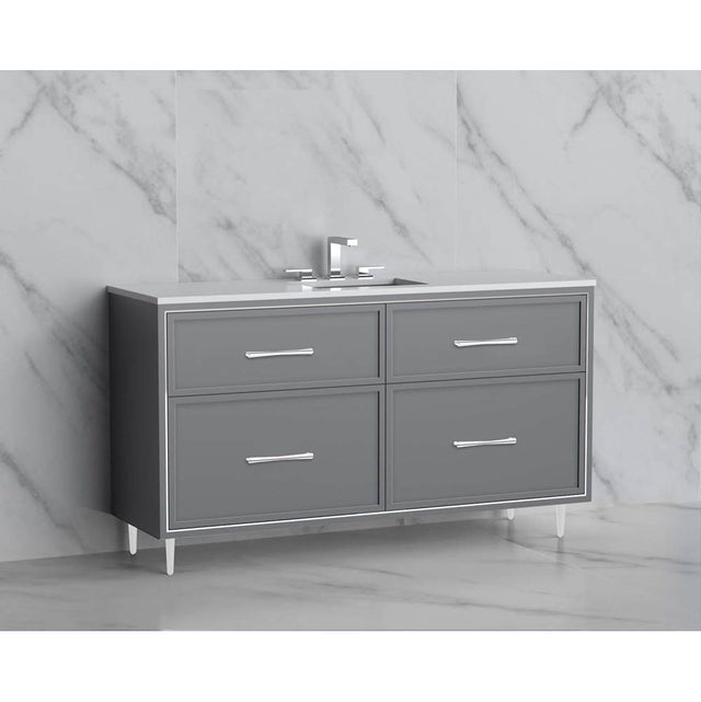 Madeli - Madeli Profile 60C'' Free standing Vanity Cabinet in Studio Grey/HW: Handles/Feet in Brushed Nickel(BN) - Studio Gray With Brushed Nickel