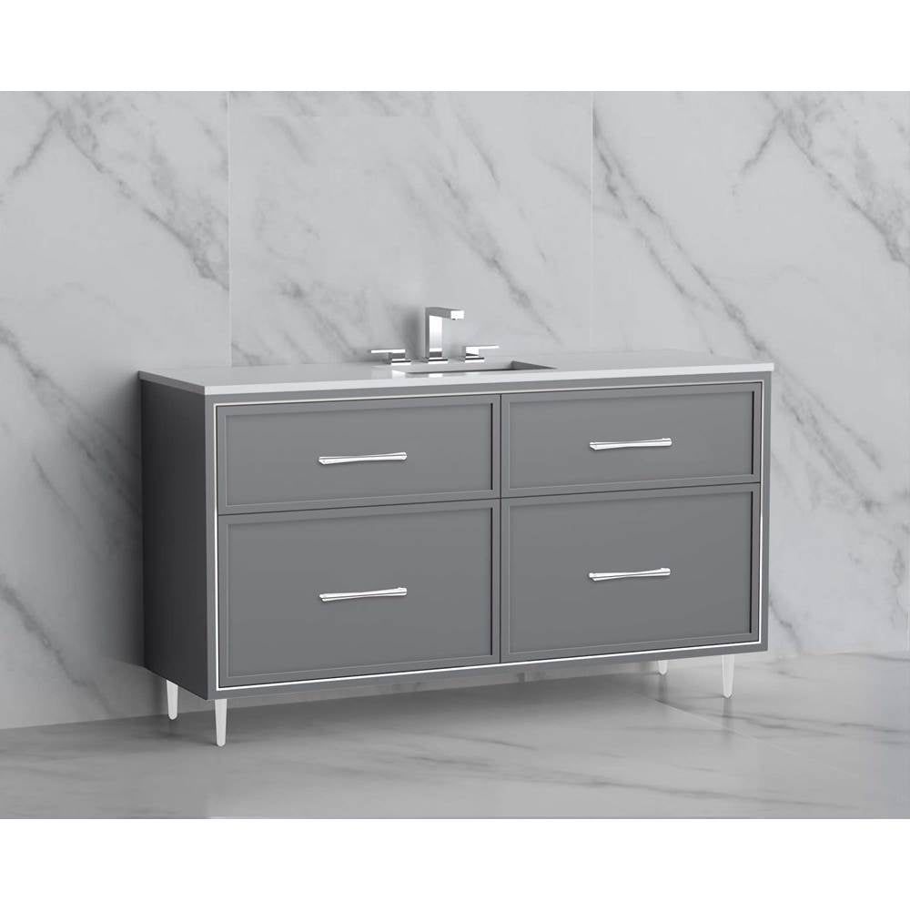 Madeli - Madeli Profile 60C'' Free standing Vanity Cabinet in Studio Grey/HW: Handles/Feet in Matte Black(MB) - Studio Gray With Matte Black