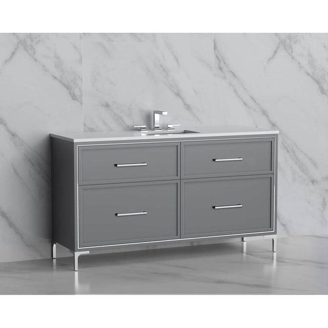 Madeli - Madeli Profile 60C'' Free standing Vanity Cabinet in Studio Grey/HW: Handles/Feet in Matte Black(MB) - Studio Gray With Matte Black