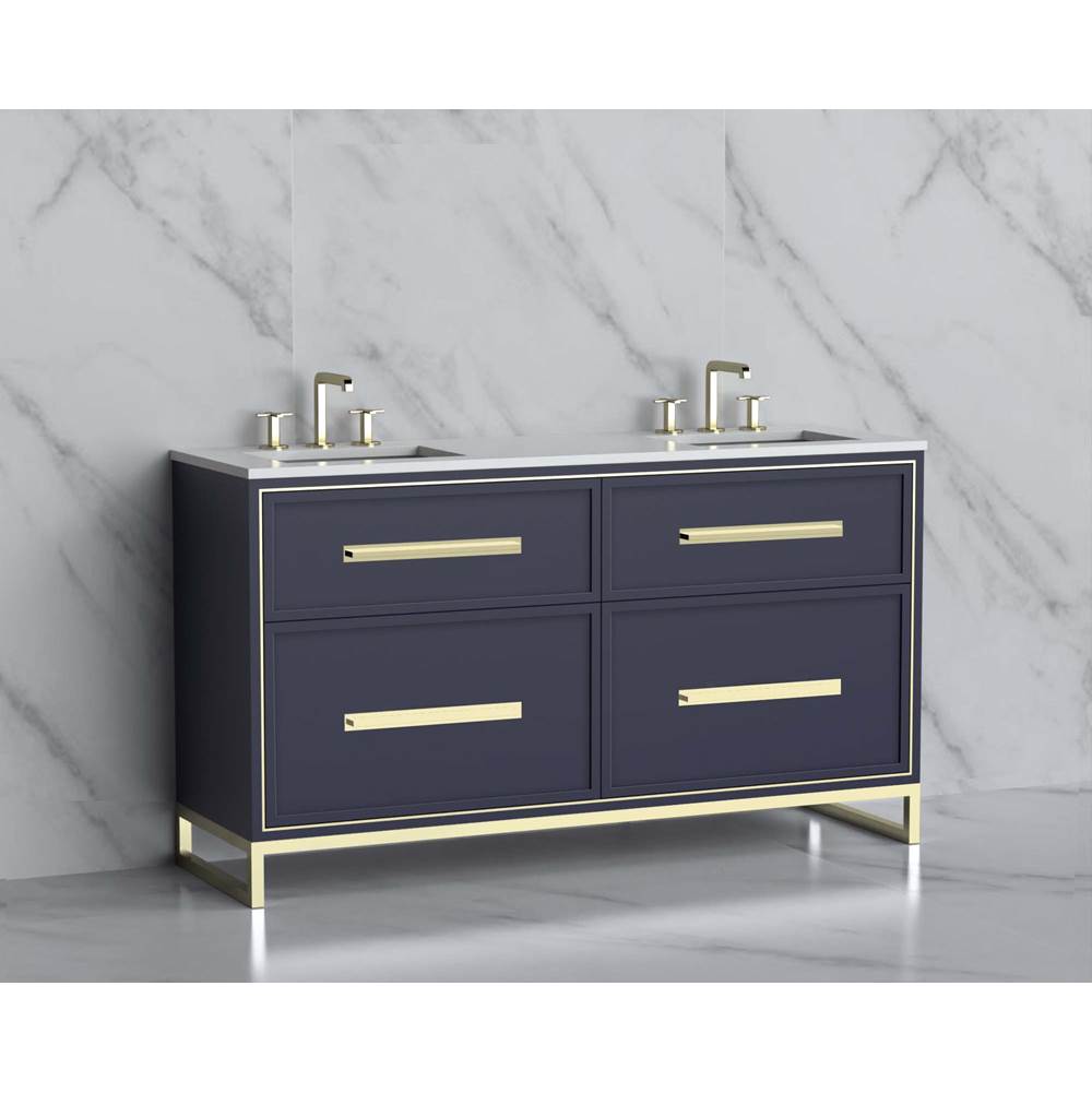 Madeli - Madeli Profile 60D'' Free standing Vanity Cabinet in Sapphire/HW: Handle & Feet Matte Black(MB) - Sapphire With Matte Black