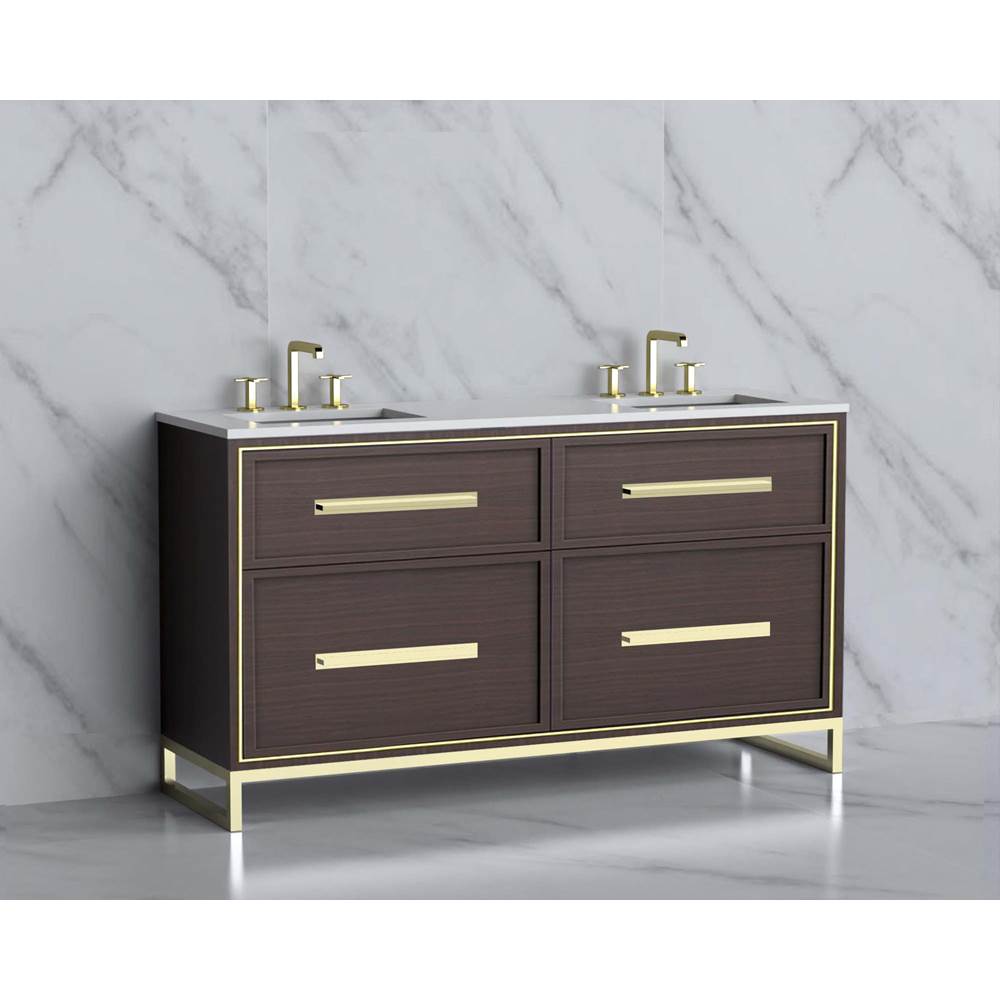 Madeli - Madeli Profile 60D'' Free standing Vanity Cabinet in Walnut/HW: Handle & Feet Matte Black(MB) - Walnut With Matte Black