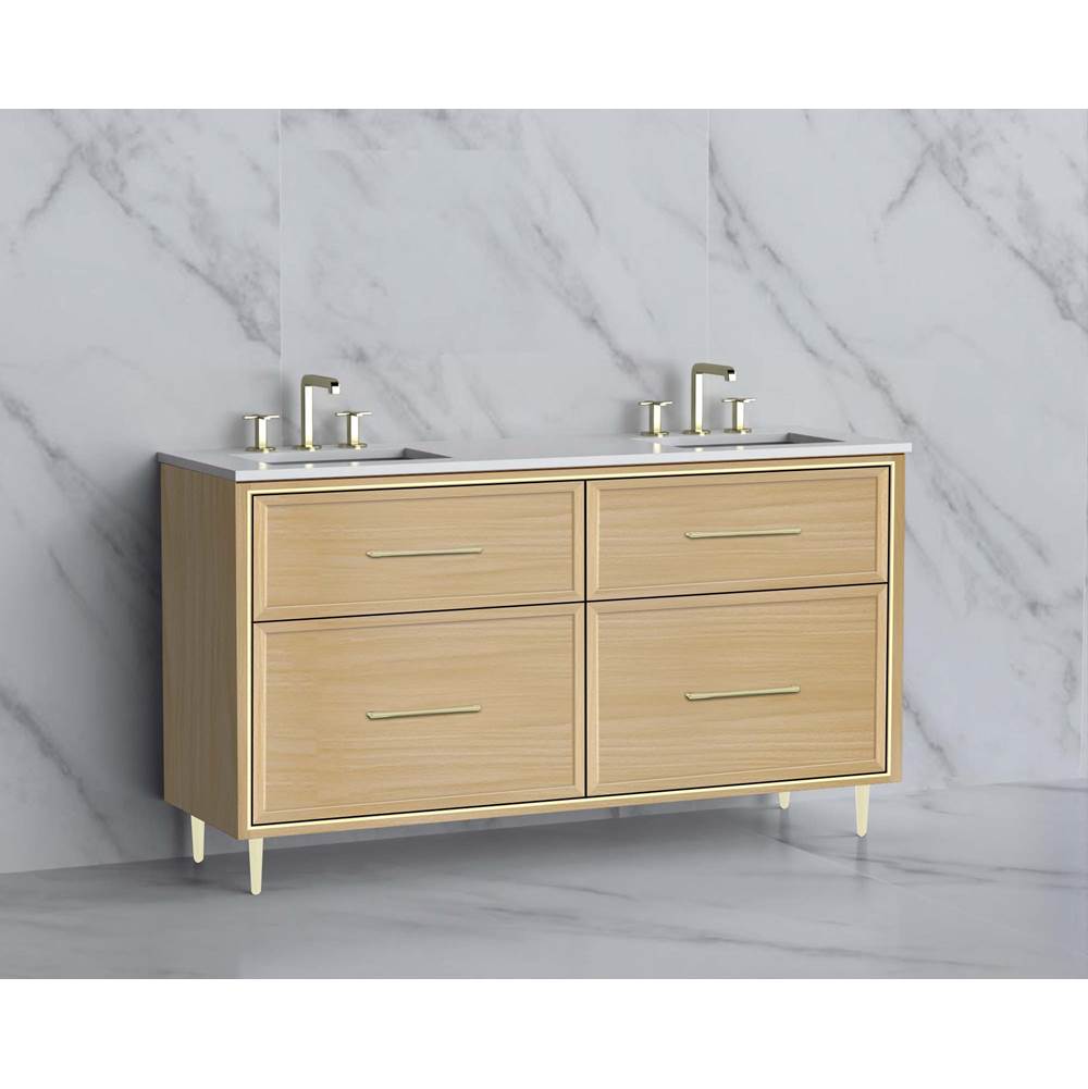Madeli - Madeli Profile 60D'' Free standing Vanity Cabinet in Natural Oak/HW: Handle & Feet Matte Black(MB) - Natural Oak With Matte Black