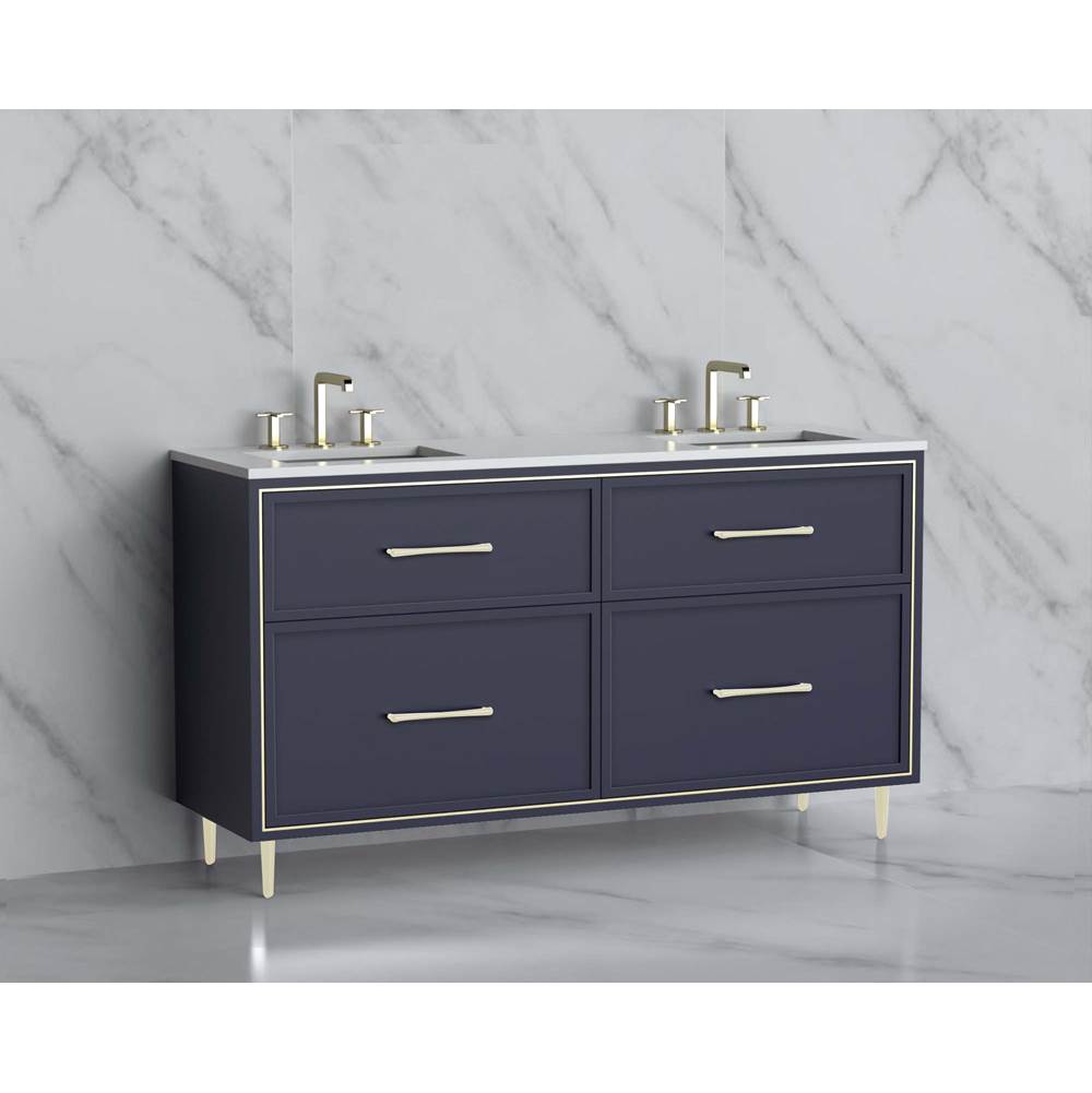 Madeli - Madeli Profile 60D'' Free standing Vanity Cabinet in Sapphire/HW: Handle & Feet Matte Black(MB) - Sapphire With Matte Black