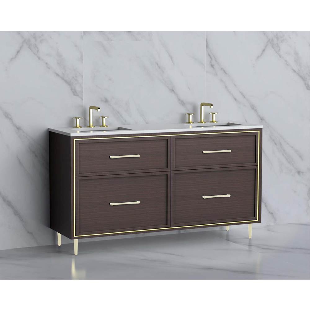 Madeli - Madeli Profile 60D'' Free standing Vanity Cabinet in Walnut/HW: Handle & Feet Matte Black(MB) - Walnut With Matte Black