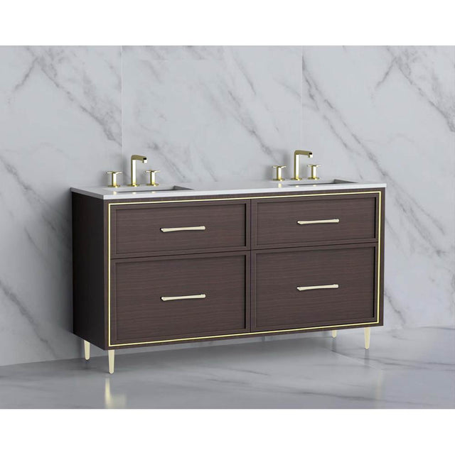 Madeli - Madeli Profile 60D'' Free standing Vanity Cabinet in Walnut/HW: Handle & Feet Polished Chrome(PC) - Walnut With Polished Chrome