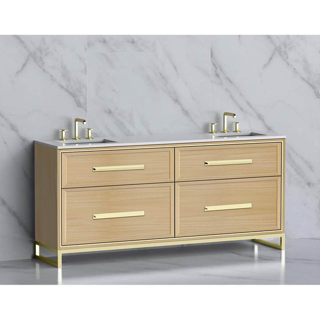 Madeli - Madeli Profile 72'' Free standing Vanity Cabinet in Natural Oak/HW: Handle & Feet Matte Black(MB) - Natural Oak With Matte Black
