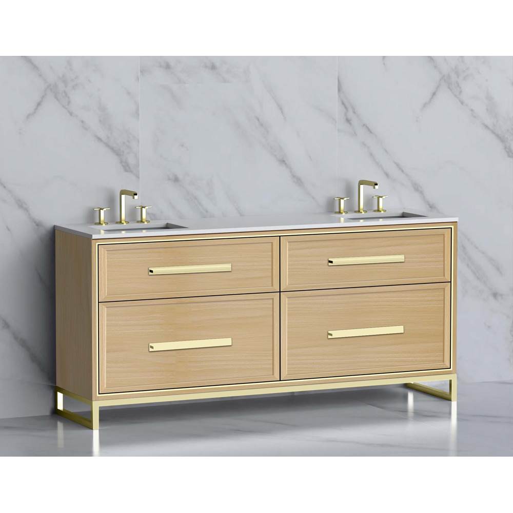 Madeli - Madeli Profile 72'' Free standing Vanity Cabinet in Natural Oak/HW: Handle & Feet Polished Nickel(PN) - Natural Oak With Polished Nickel
