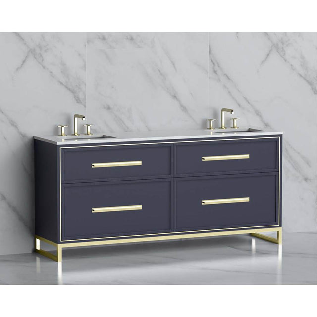 Madeli - Madeli Profile 72'' Free standing Vanity Cabinet in Sapphire/HW: Handle & Feet Polished Nickel(PN) - Sapphire With Polished Nickel