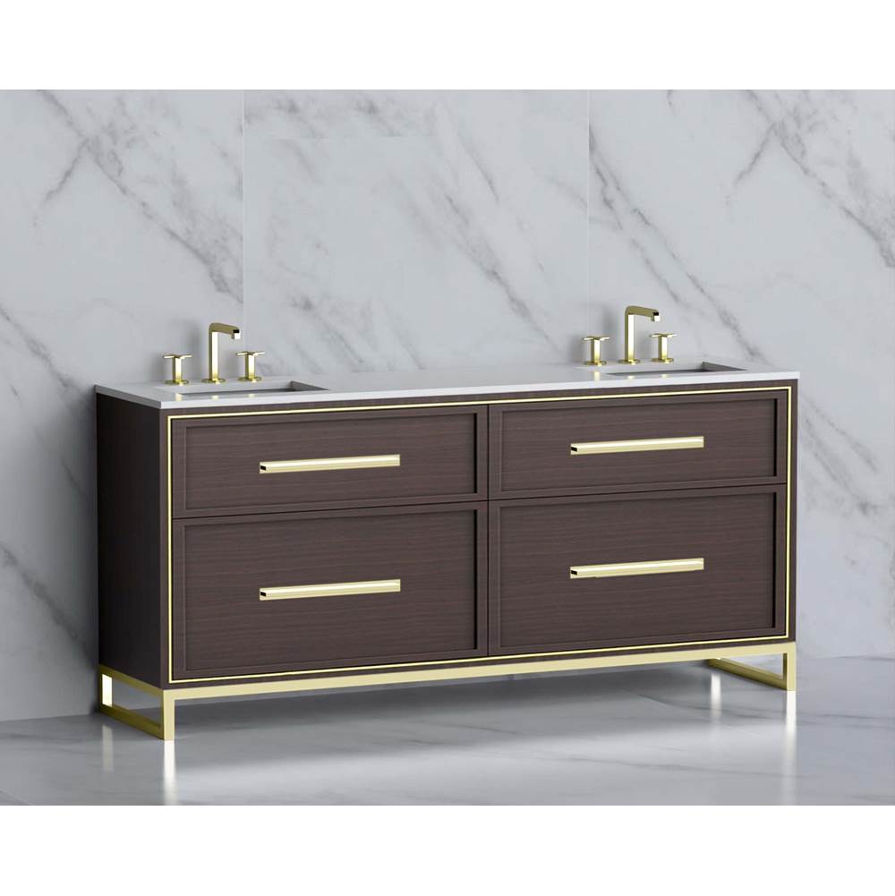 Madeli - Madeli Profile 72'' Free standing Vanity Cabinet in Walnut/HW: Handle & Feet Polished Nickel(PN) - Walnut With Polished Nickel
