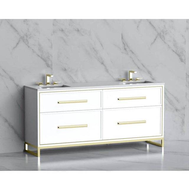 Madeli - Madeli Profile 72'' Free standing Vanity Cabinet in White/HW: Handle & Feet Matte Black(MB) - White With Matte Black