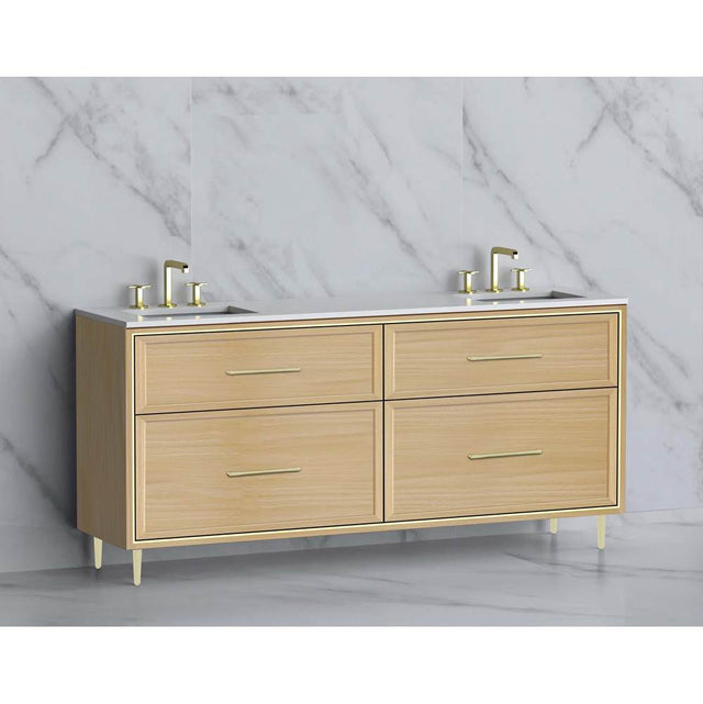 Madeli - Madeli Profile 72'' Free standing Vanity Cabinet in Natural Oak/HW: Handle & Feet Polished Nickel(PN) - Natural Oak With Polished Nickel