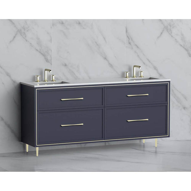 Madeli - Madeli Profile 72'' Free standing Vanity Cabinet in Sapphire/HW: Handle & Feet Brushed Nickel(BN) - Sapphire With Brushed Nickel