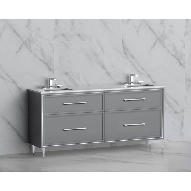 Madeli - Madeli Profile 72'' Free standing Vanity Cabinet in Studio Grey/HW: Handles/Feet in Brushed Nickel(BN) - Studio Gray With Brushed Nickel
