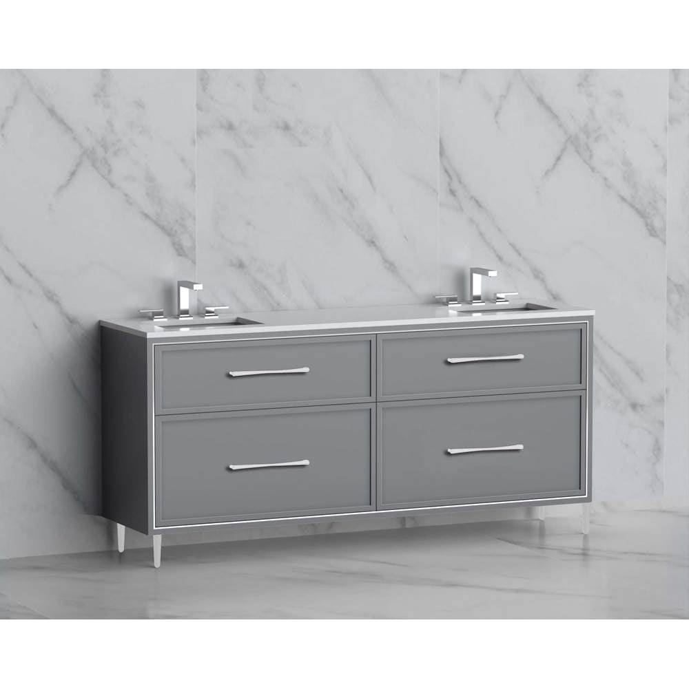 Madeli - Madeli Profile 72'' Free standing Vanity Cabinet in Studio Grey/HW: Handles/Feet in Satin Brass(SB) - Studio Gray With Satin Brass
