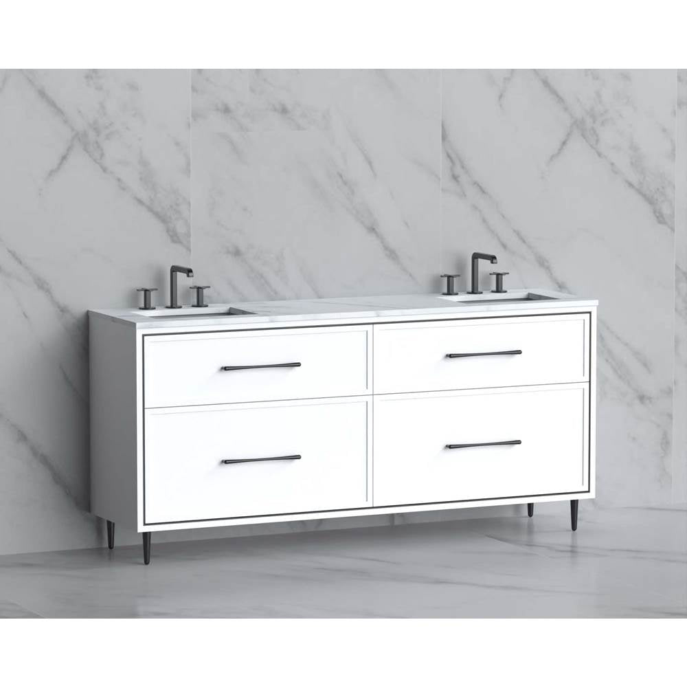 Madeli - Madeli Profile 72'' Free standing Vanity Cabinet in White/HW: Handle & Feet Matte Black(MB) - White With Matte Black