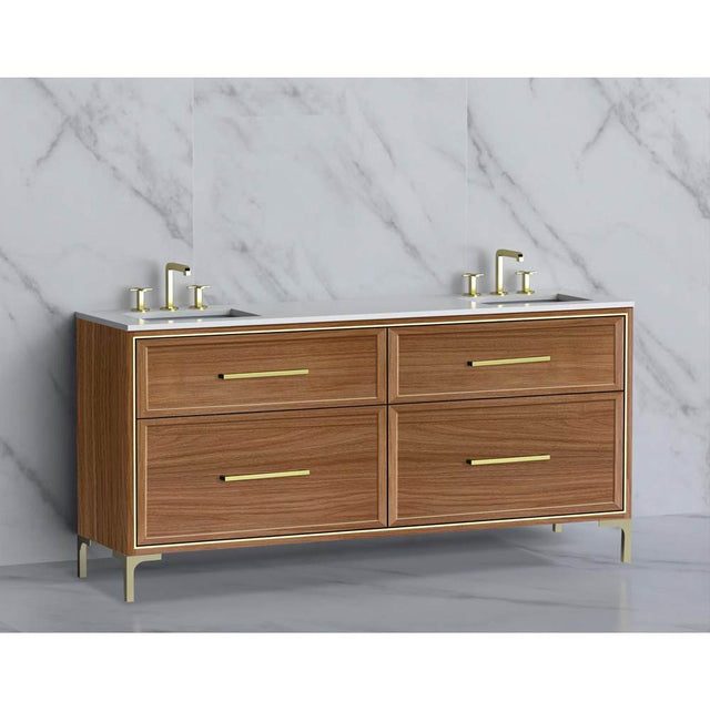 Madeli - Madeli Profile 72'' Free standing Vanity Cabinet in Natural Walnut/HW: Handle & Feet Matte Black(MB) - Natural Walnut With Matte Black