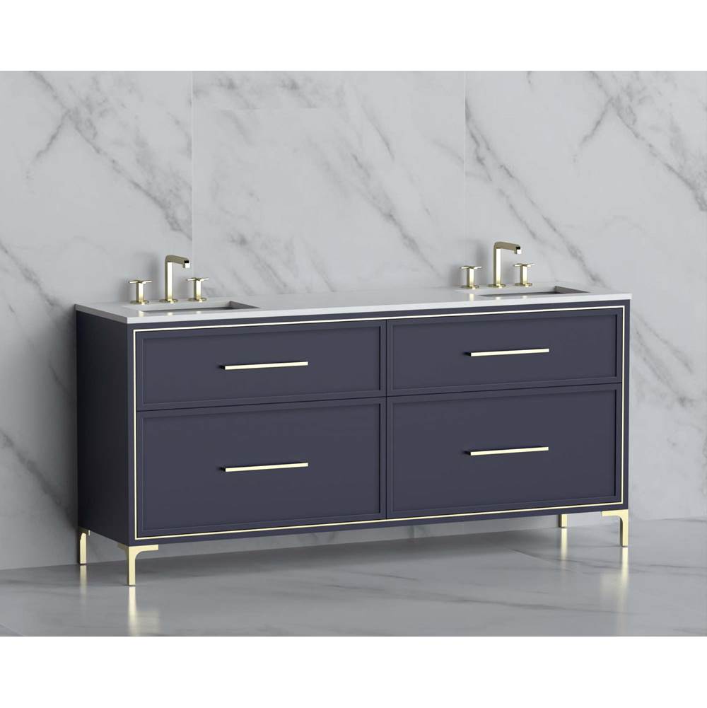 Madeli - Madeli Profile 72'' Free standing Vanity Cabinet in Sapphire/HW: Handle & Feet Matte Black(MB) - Sapphire With Matte Black