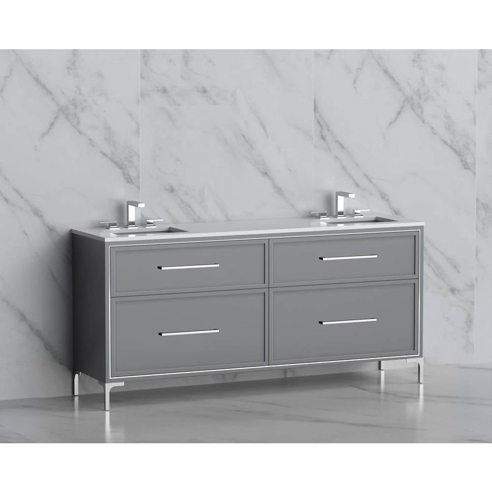 Madeli - Madeli Profile 72'' Free standing Vanity Cabinet in Studio Grey/HW: Handles/Feet in Satin Brass(SB) - Studio Gray With Satin Brass