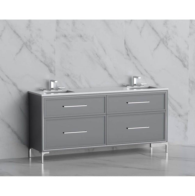 Madeli - Madeli Profile 72'' Free standing Vanity Cabinet in Studio Grey/HW: Handles/Feet in Satin Brass(SB) - Studio Gray With Satin Brass