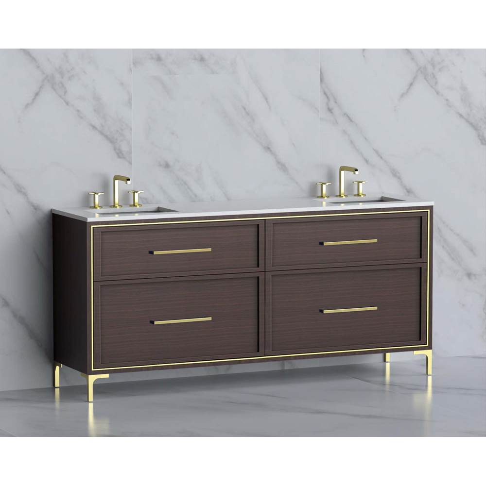 Madeli - Madeli Profile 72'' Free standing Vanity Cabinet in Walnut/HW: Handle & Feet Polished Chrome(PC) - Walnut With Polished Chrome