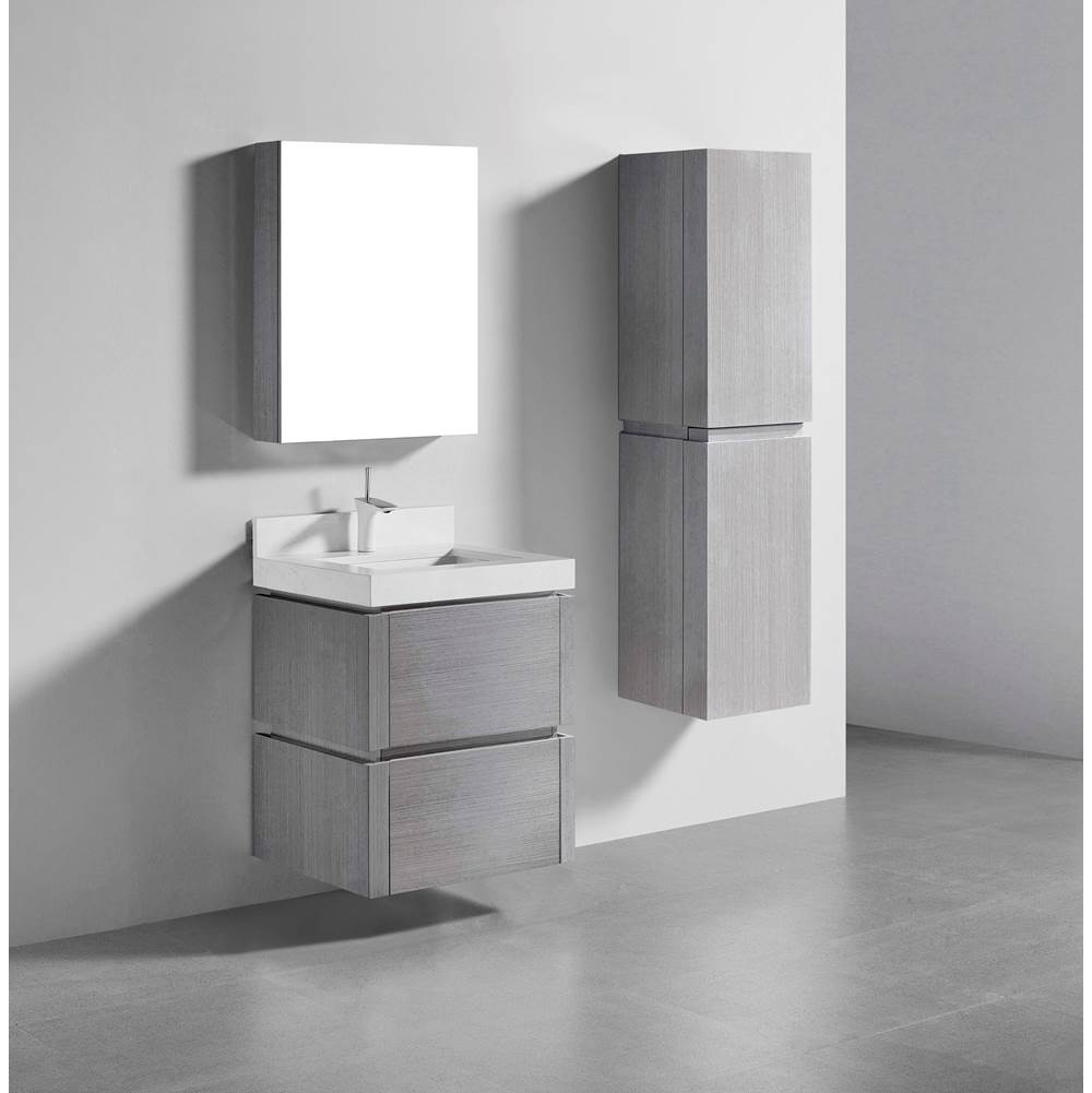 Madeli - Madeli Cube 24'' Wall hung  Vanity Cabinet in Ash Grey Finish - Ash Grey