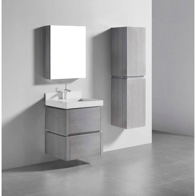 Madeli - Madeli Cube 24'' Wall hung  Vanity Cabinet in Ash Grey Finish - Ash Grey
