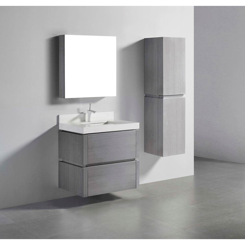 Madeli - Madeli Cube 30'' Wall hung  Vanity Cabinet in Ash Grey Finish - Ash Grey