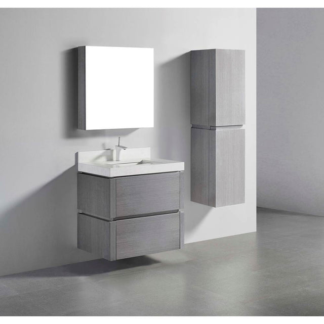 Madeli - Madeli Cube 30'' Wall hung  Vanity Cabinet in Ash Grey Finish - Ash Grey