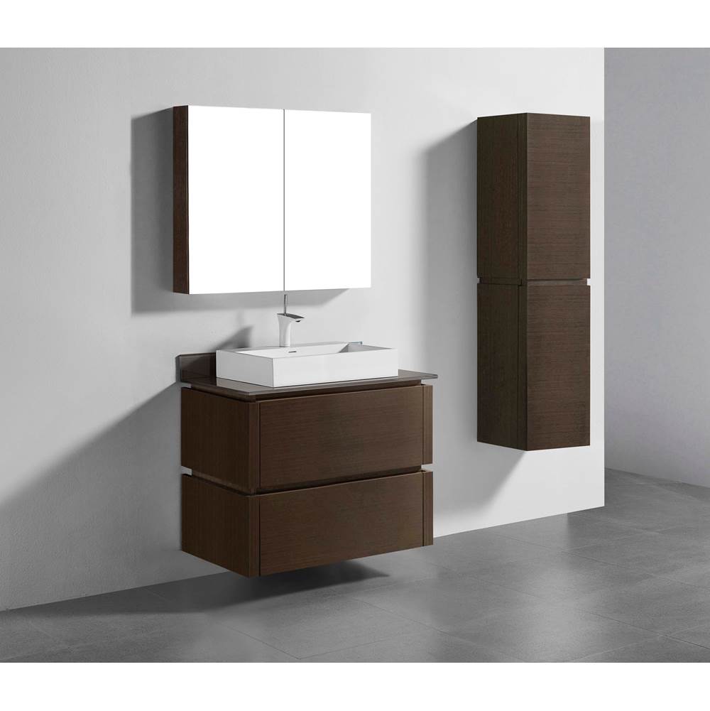Madeli - Madeli Cube 36'' Wall hung  Vanity Cabinet in Walnut Finish - Walnut